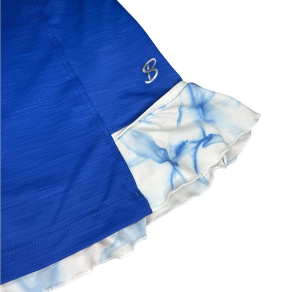 Sofibella 14 inch Tennis Skirt Cobalt Melange and Aqua Size Large - Picture 3 of 10